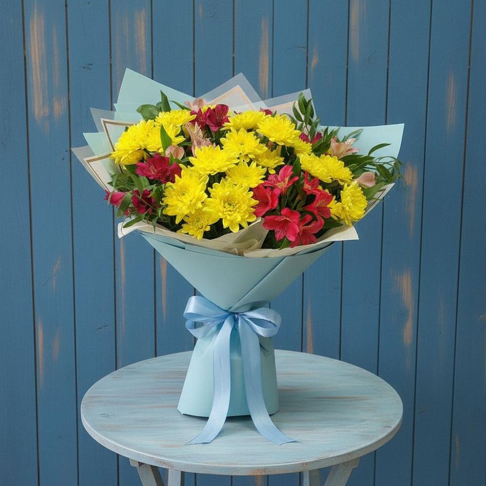 Букет цветов из: Альстромерии и Хризантемы в Кувшиново