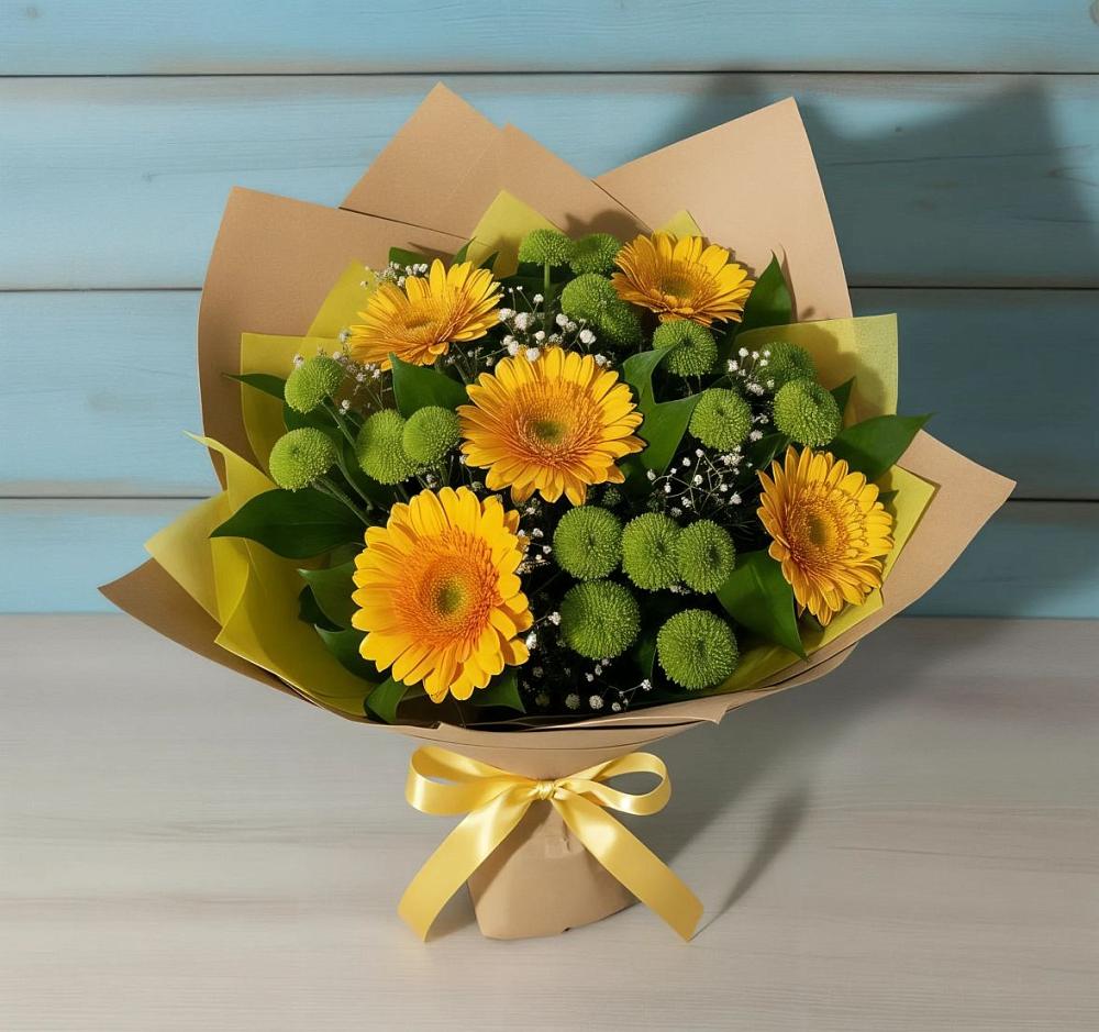 Букет цветов из: Герберы и Хризантемы в Кувшиново