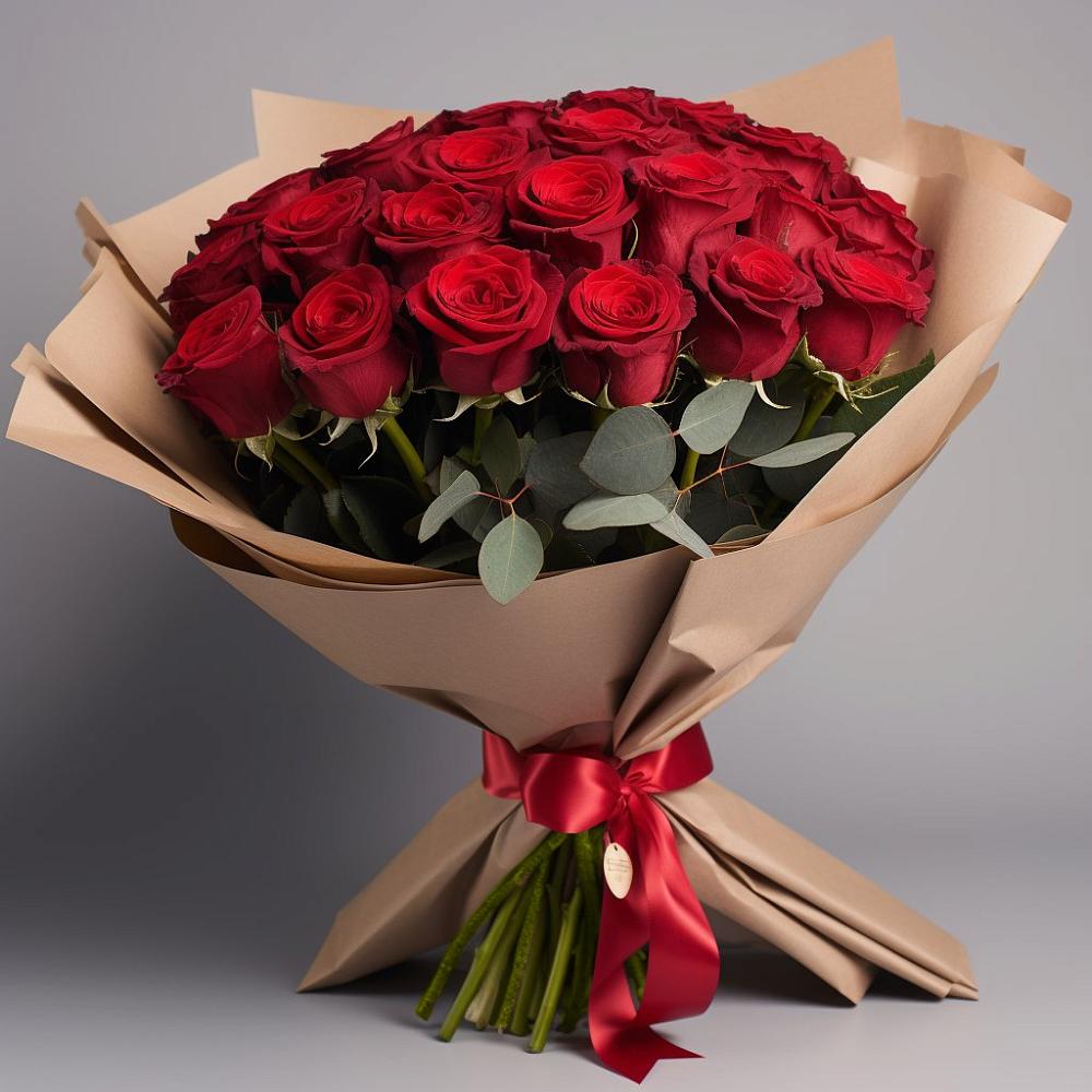 Букет 25 Красных роз Лотус в Кувшиново
