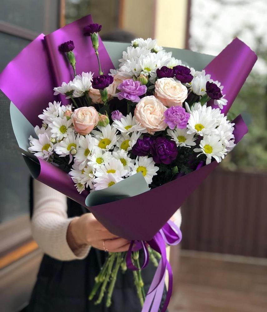 Букет цветов из: Хризантемы, Гвоздики и Розы в Кувшиново