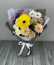 Букет цветов из:  Розы, Герберы и Хризантемы в Кувшиново
