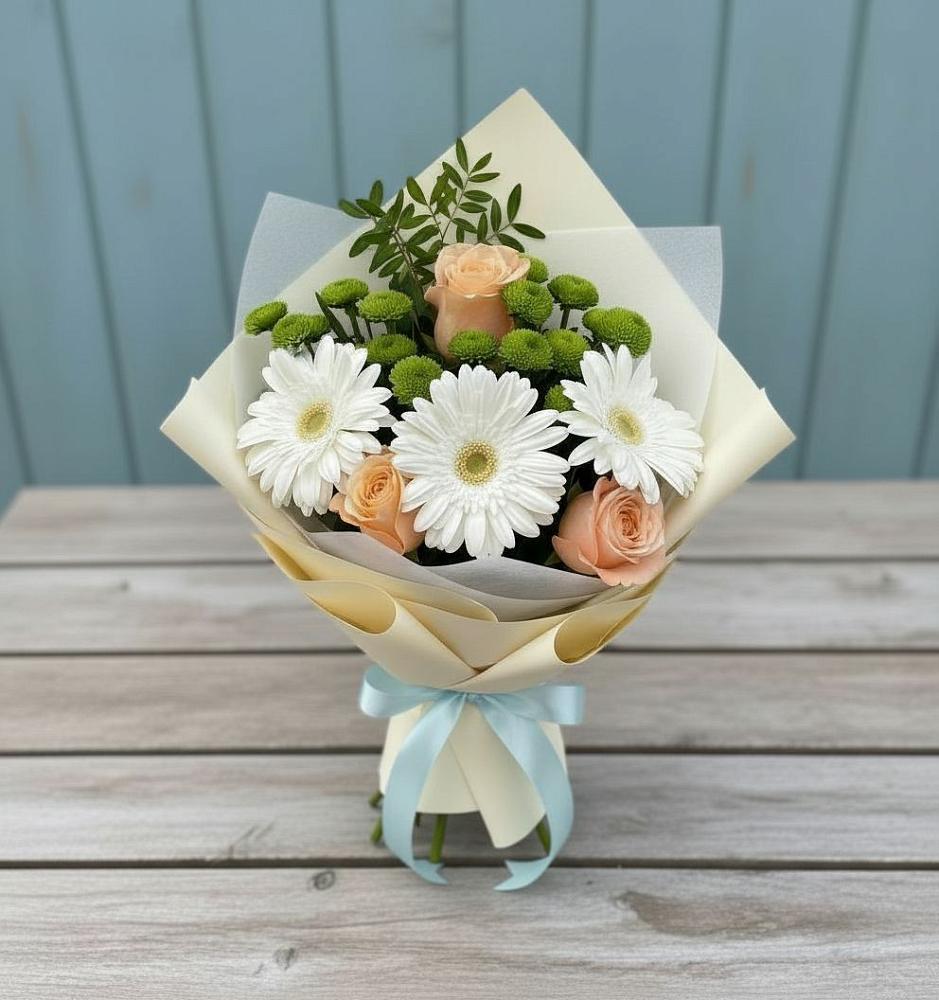 Букет цветов из: Герберы, Розы и Хризантемы в Кувшиново