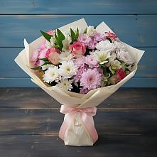 Букет цветов из:  Хризантемы, Альстромерии и Розы в Кувшиново