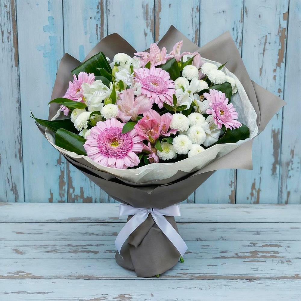 Букет цветов из: Герберы, Альстромерии и Хризантемы в Кувшиново