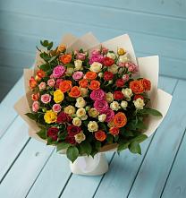 Букет Микс из разноцветных кустовых роз #REPLACE_PRED# Кувшиново