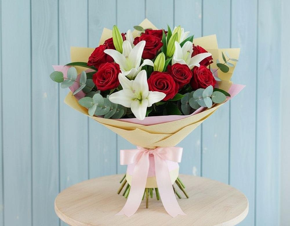 Букет цветов из: Лилии и Розы в Кувшиново